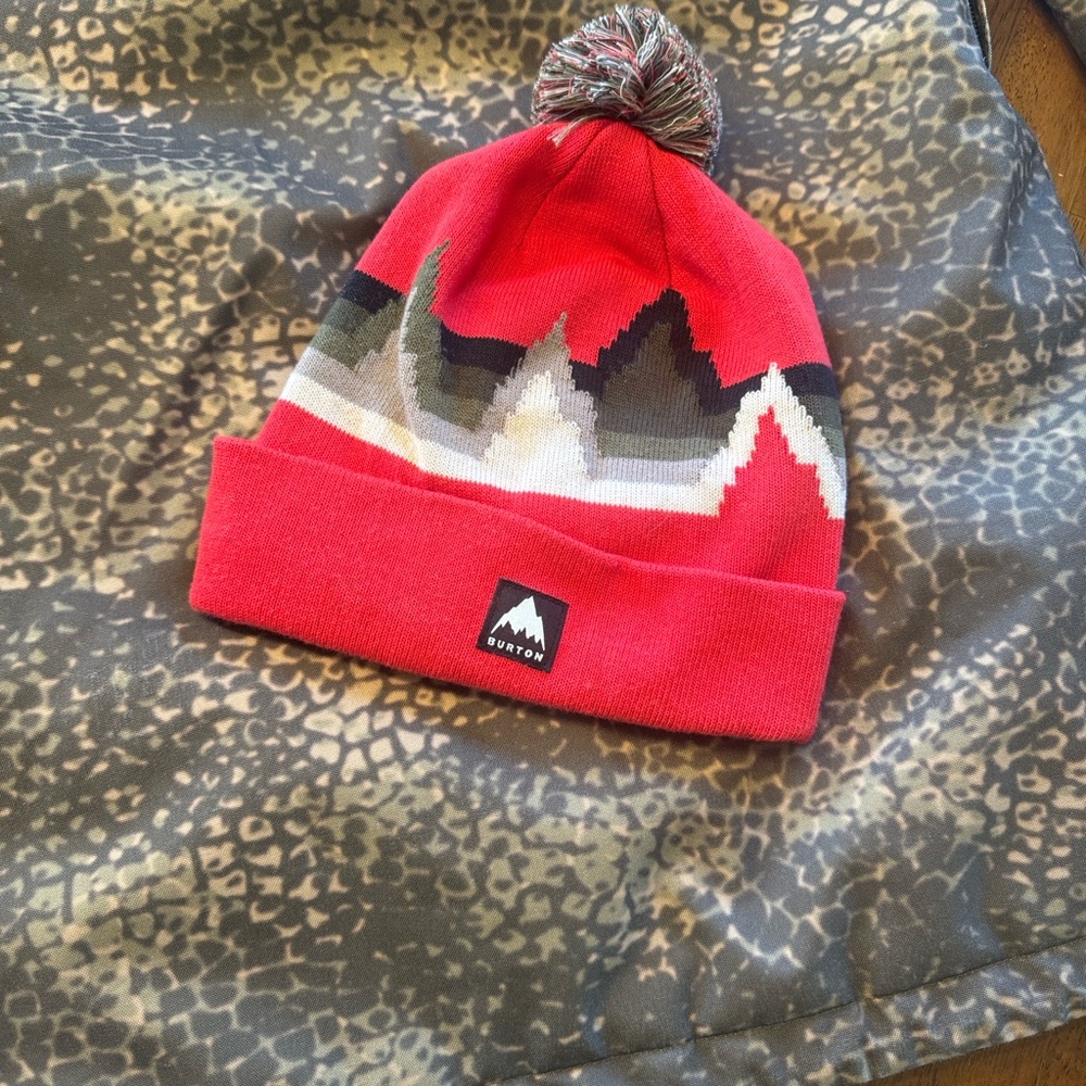 Burton Camo Jacket with Red Patterned Beanie - Picture 5 of 7